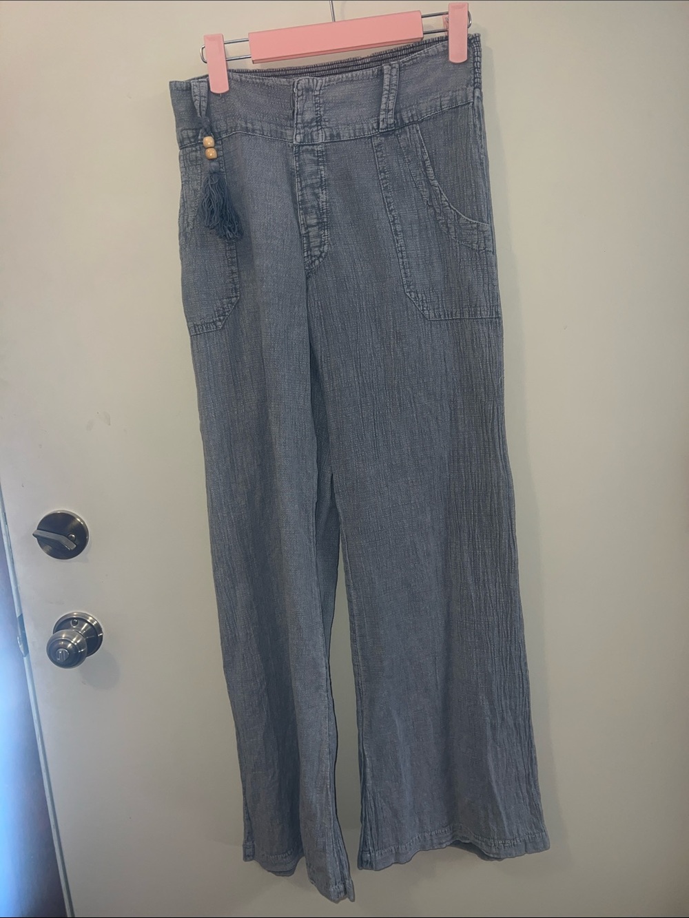Women's Wide-Leg Linen-Blend Pants in Washed Blue